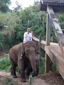 Before almost getting flung from the elephant